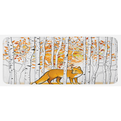 Tapis de cuisine blanc orange blanc bouleau rustique life "fox forest in automne wilderness animal