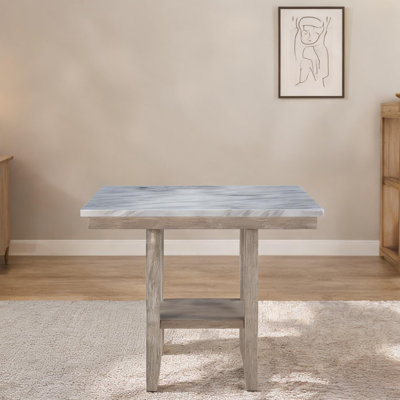 Table de bar carrée en bois massif au fini naturel clair avec plateau en panneau de fibres à densité moyenne pour les espaces de réception, mesurant 4 po et 42 po de largeur