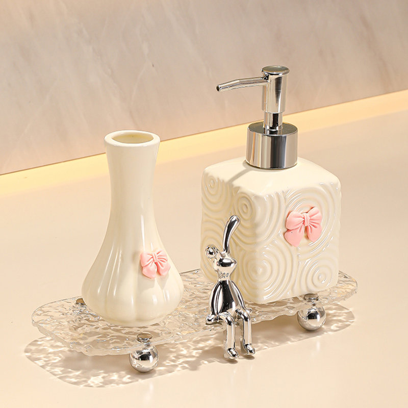 Ensemble de distributeur de savon pour salle de bain, Blanc