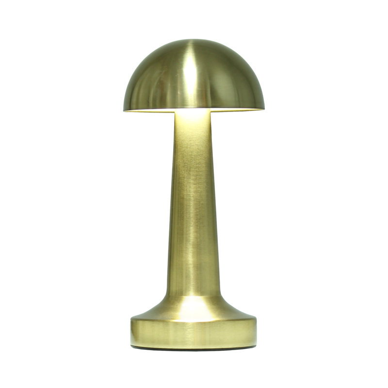 Gold Mini Metal Mushroom Cordless Touch Desk Lamp
