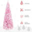 7.5' Tall Unlit Snow Flocked Artificial Christmas Tree, Slim Pencil Xmas Tree With Pine Shape And Realistic Branches