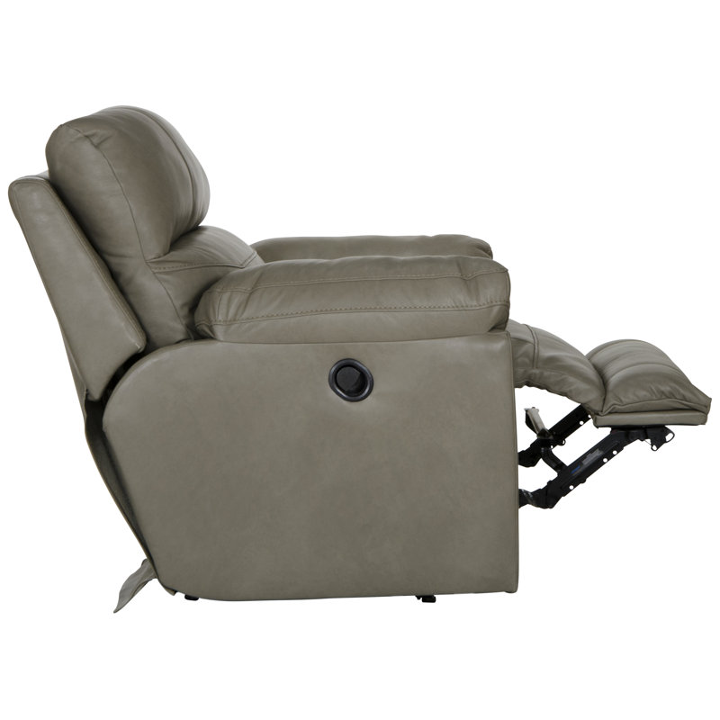 Alonii 45" Wide Leather Match Standard Recliner, Beige Leather Match, Manual