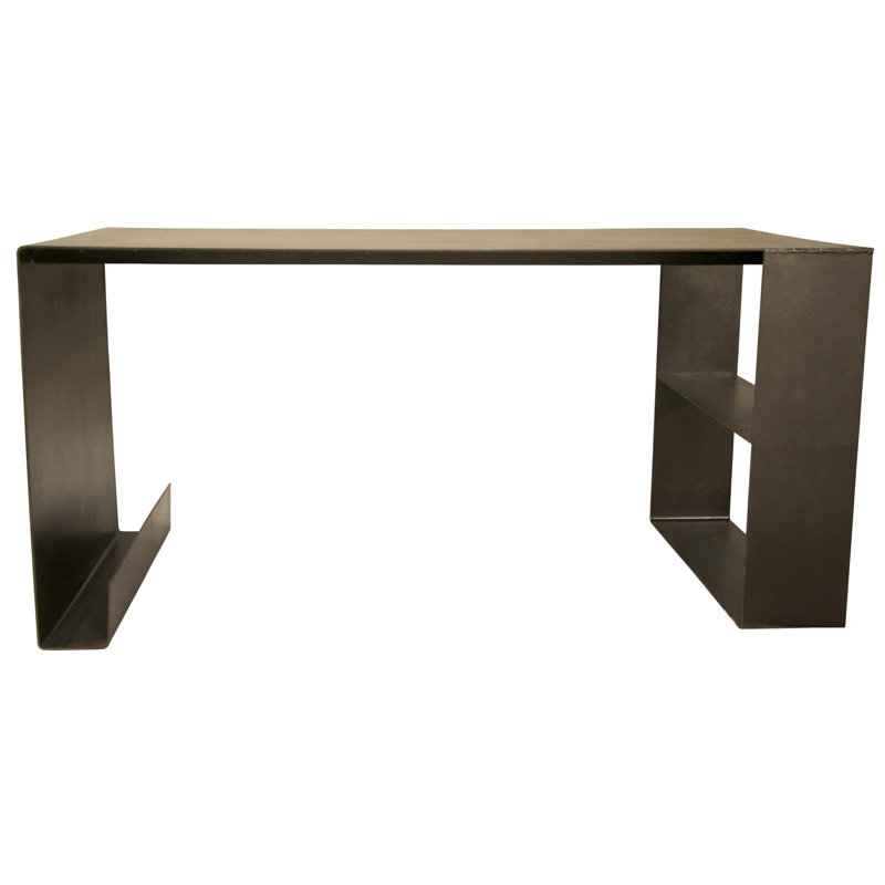 Noir Rustic Charm 60" Black Wood & Metal Writing Desk