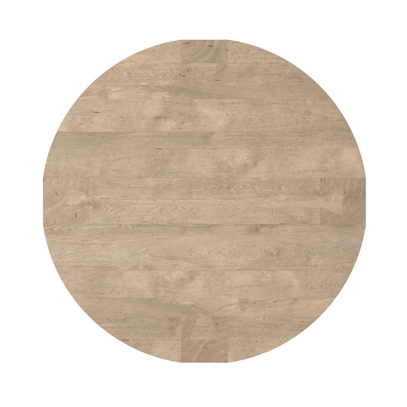 Abaso Round Coffee Table-Rustic Wormwood Oak, Ebony Rustic Wormwood Oak, 15" H x 55" W x 55" D