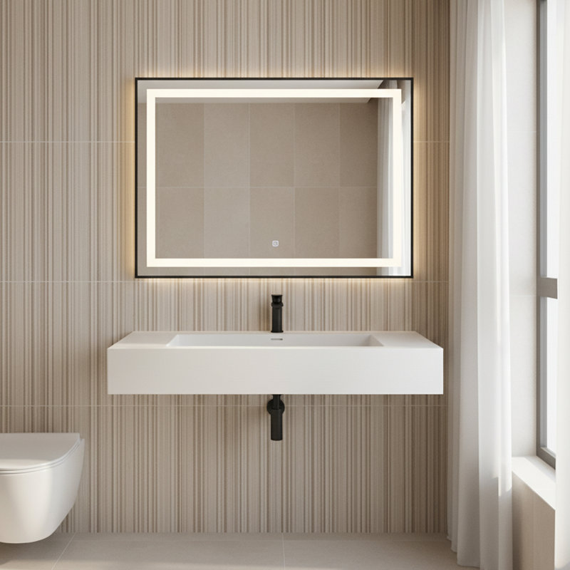 CASAINC Rectangular Wall Mounted Solid Surface Stone Bathroom Sink