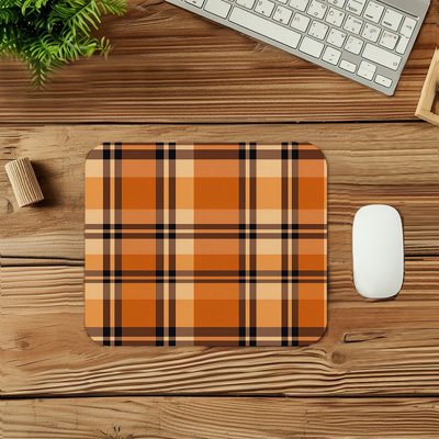 Fall Plaid Pattern II Modern Gaming Cute Office Laptop Desk Pad Gift Mat Square Rectangle Non-Slip Mousepad