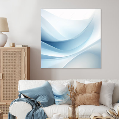 Blue And White Abstract Fractal Fusion II - Fractal Metal Wall Art Print