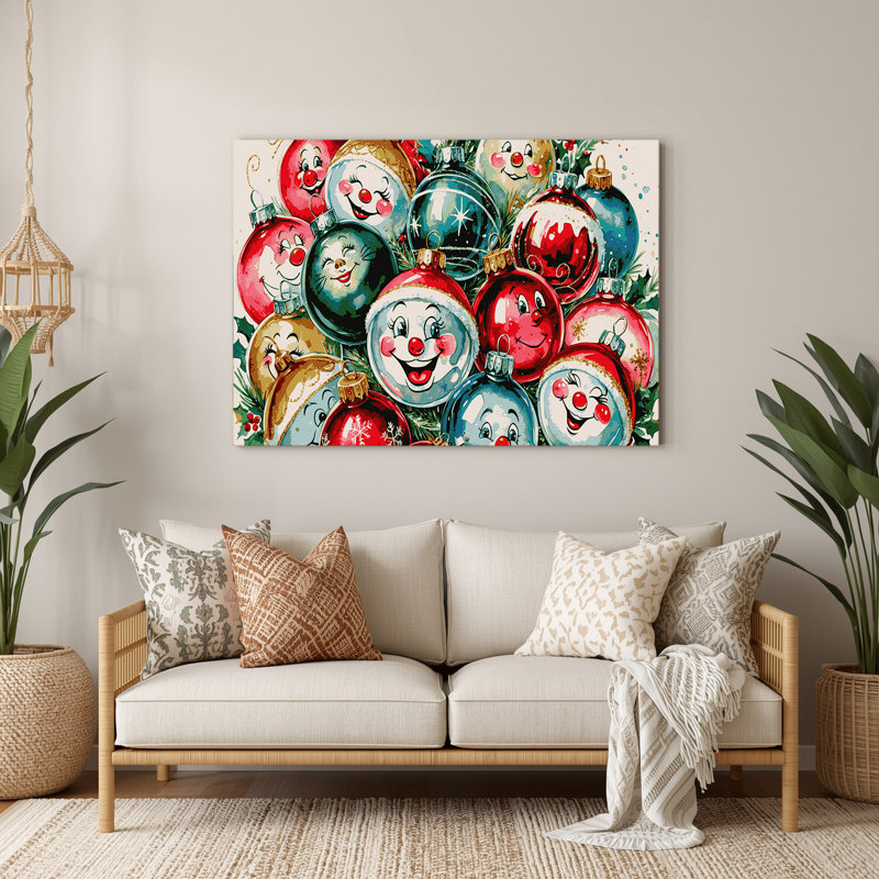 Art mural en métal beige avec décorations de Noël, H 8 po x l 10 po