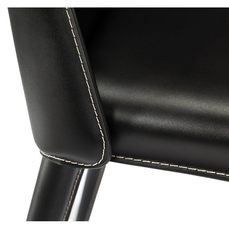 Malin Upholstered Stool with Metal Frame, Black Night