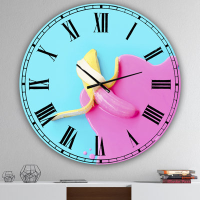 Horloge murale moderne surdimensionnée rose et bleue