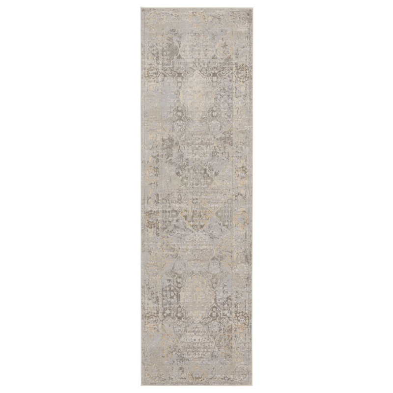 Tapis gris tissé à la machine Clint, Tapis de couloir de 2 pi 6 po x 8 pi
