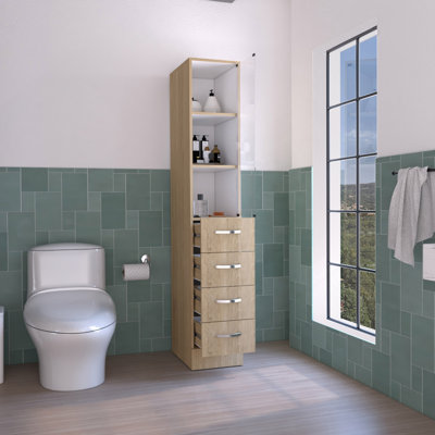 Linen Cabinet Epic, Bathroom, Light Pine / White