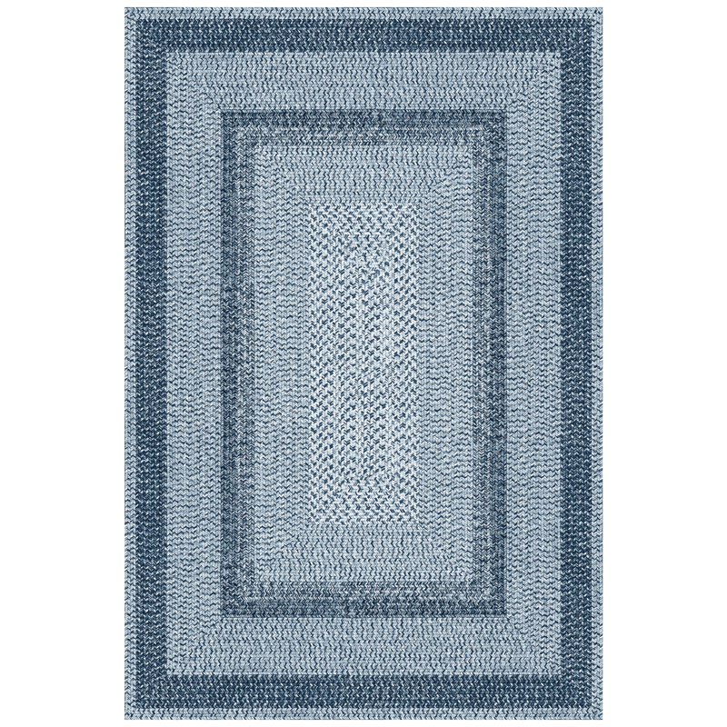 Tapis rectangulaire Bimlesh Bordure bleue multi-couches, Rectangulaire 8 pi x 10 pi