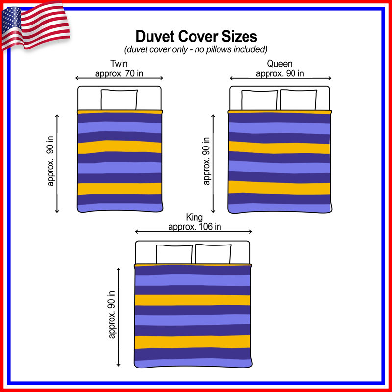Blue Orange Stripes Duvet Covers, King