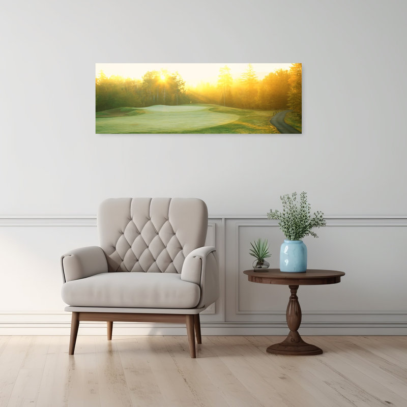 Lever de soleil, terrain de golf, art paisible abstrait au lever du soleil, H 12 po x l 36 po