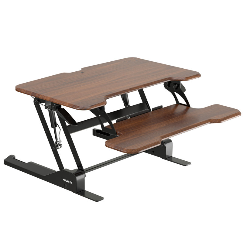 Mount-It 30 in W Height Adjustable Rectangle Standing Desk Converter, Brown