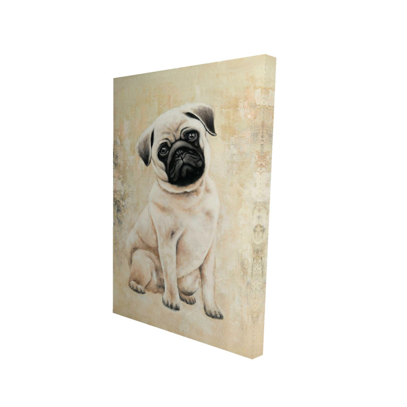 Carlin beige sur toile - Décoration de chambre mignonne pour la maison