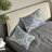 Reversible 6-piece Cotton Bedding Set, Floral Pattern, Blue, Full/queen