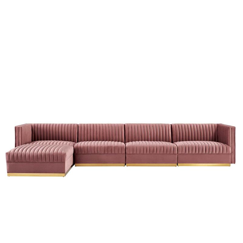 Canapé modulaire 5 pièces Sanguine, Velours vieux rose