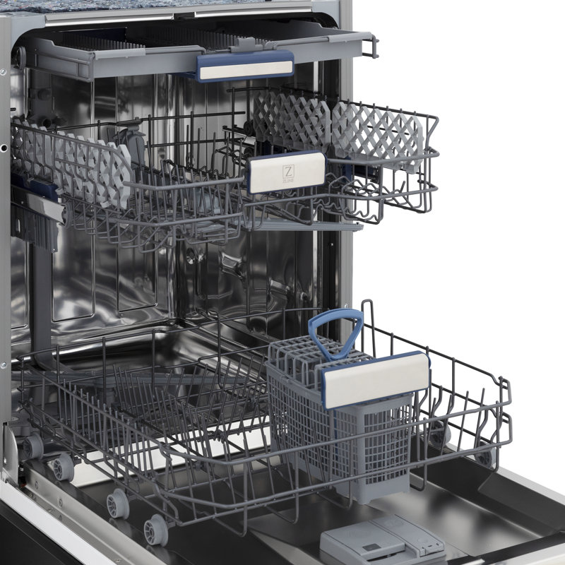 ZLINE 24" Tallac Series 3rd Rack Tall Tub Dishwasher with Stainless Steel Tub, 51dBa, Black Stainless Steel