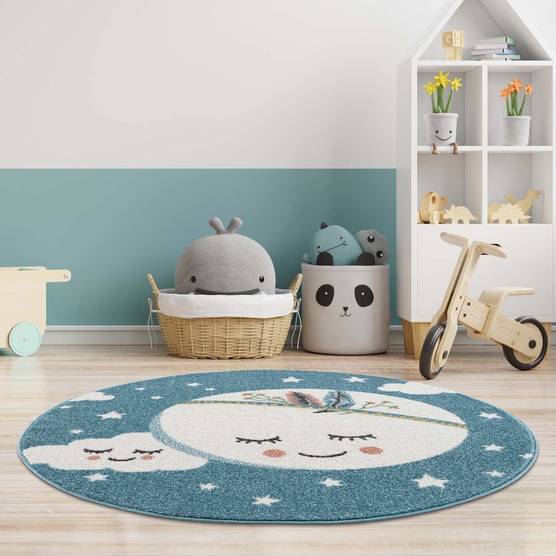 Kinderteppich Anime 9383 Blau Mond Kinderzimmer Kurzflor Chapin