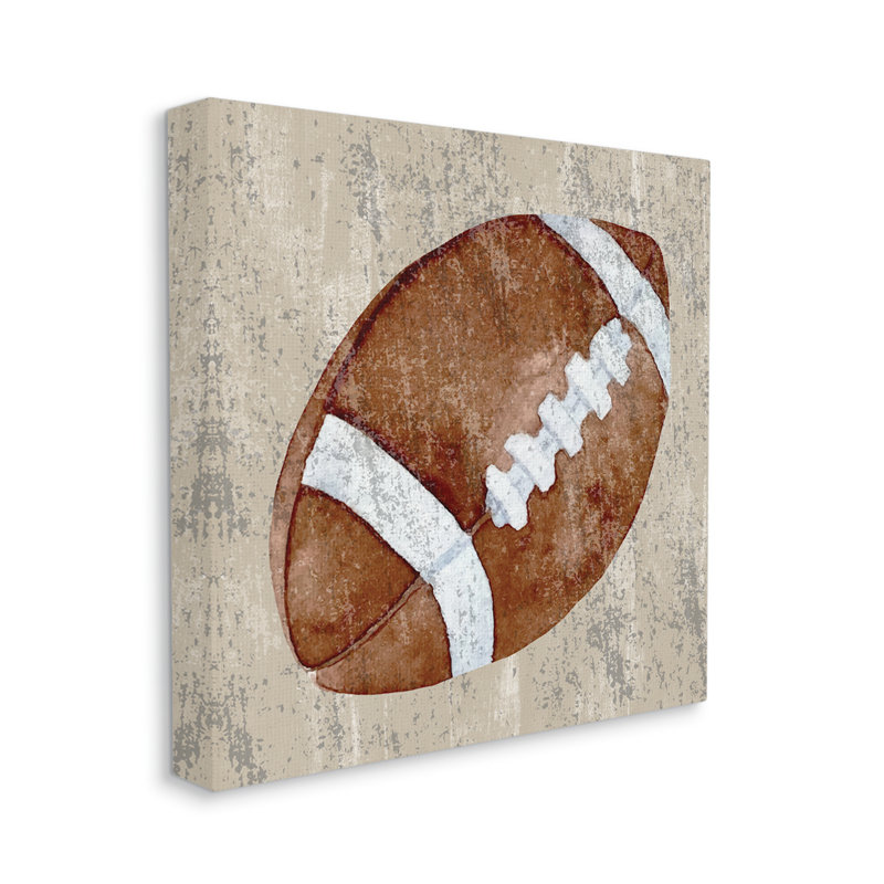 «Rustic Sports Football on Canvas» par Kim Allen, reproduction, H 36 po x l 36 po x P 1,5 po