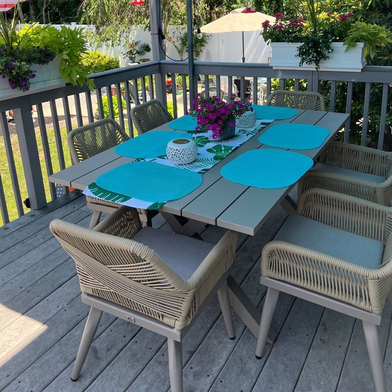 6 - Person Patio Dining Set with Rectangular Table , Cushions Included