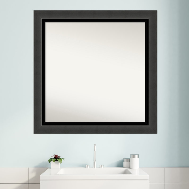 Miroir de salle de bain mural noir non biseauté Tuxedo, 31 po x 31 po