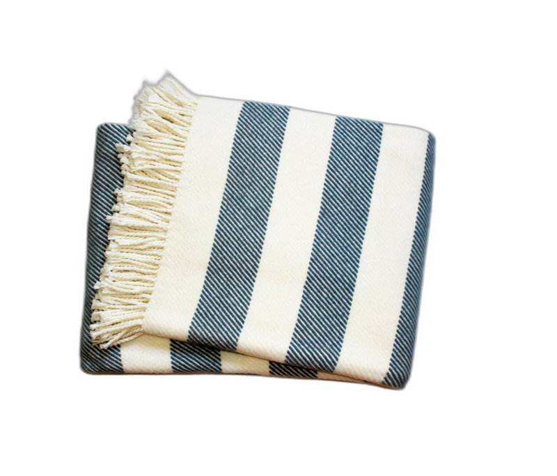 Jeté Slanted, Crème / rayures bleues