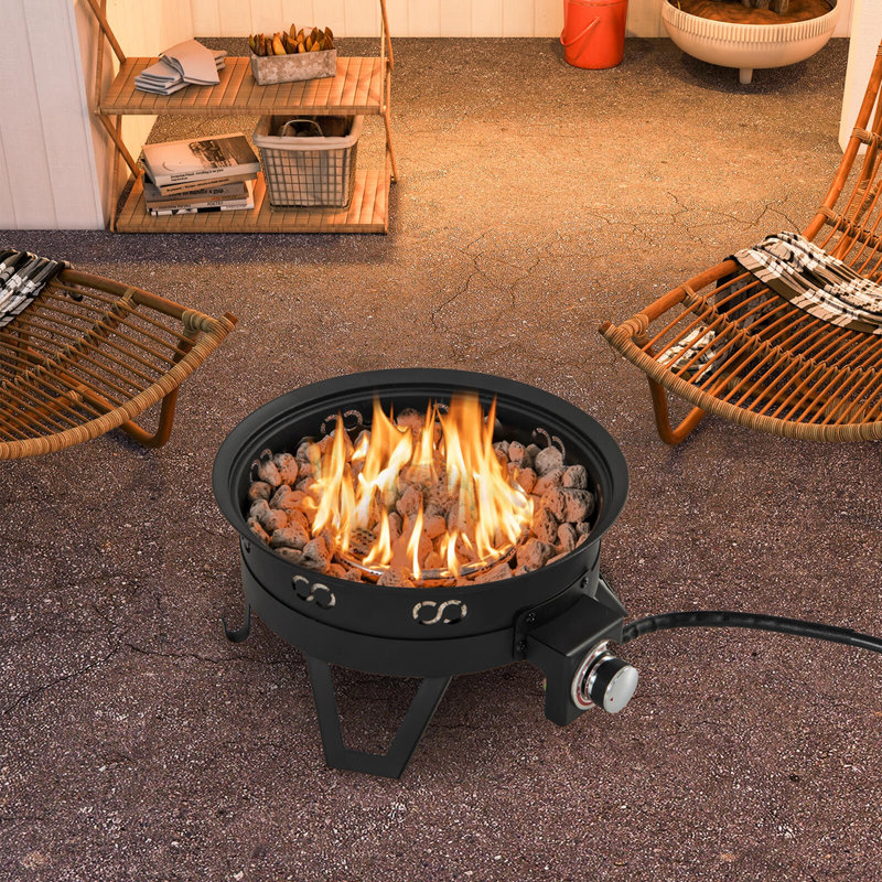 Foyer portatif au gaz 17 po avec pieds pliables et sac de transport amovible pour barbecue