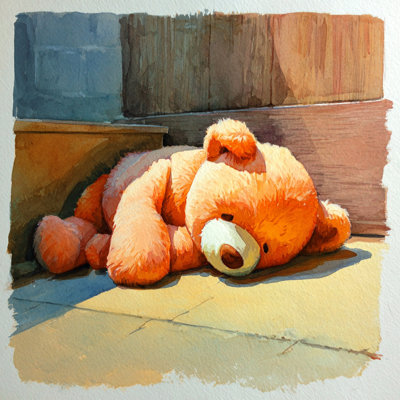 Cuddly Teddy Bear Wrapped Canvas Wall Art