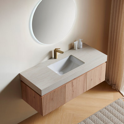 Muri 48"Striped Solid Wood Bathroom Vanity