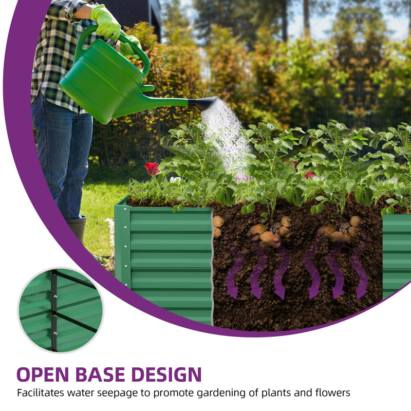Millerville Raised Garden Bed-6x3x2 FT, Green, 24" H x 72" W x 36" D