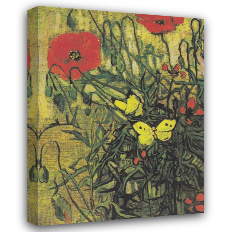 Papillons et coquelicots, San Remy, 1890, H 18 po x l 14 po