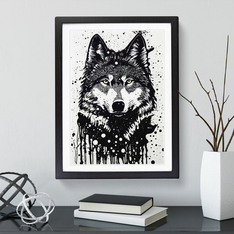 XV1022-2385X Graffiti Wolf No.4 - Single Picture Frame Print, Black, 64cm H x 46cm W
