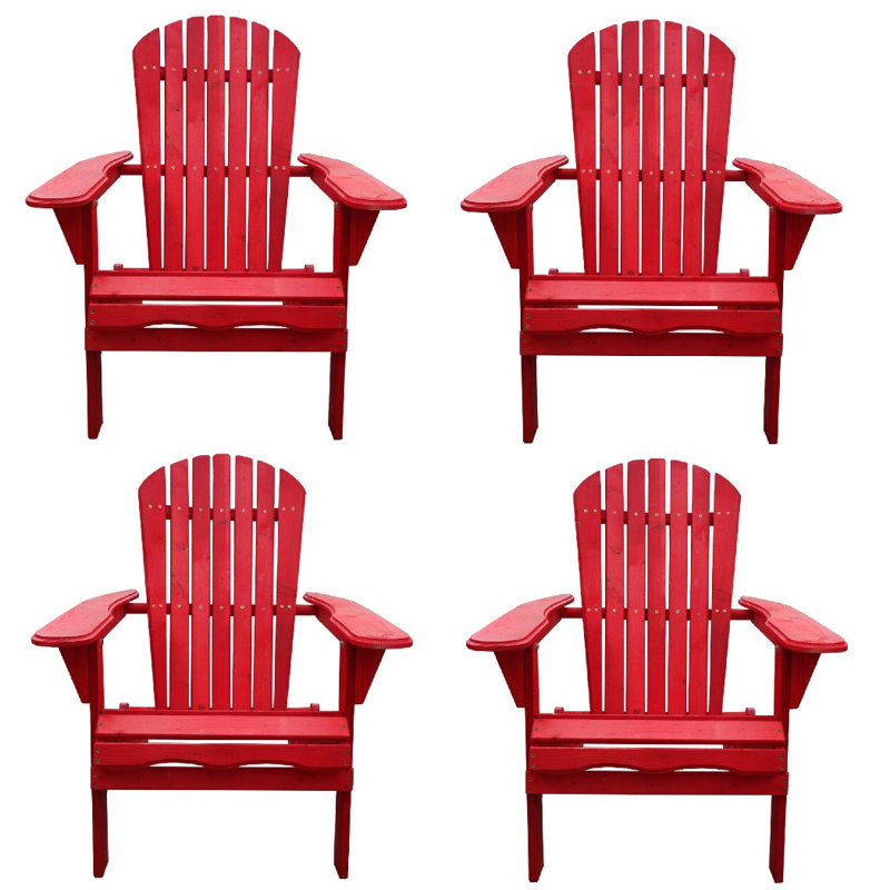 Chaise adirondack pliante en bois massif Arana, Rouge