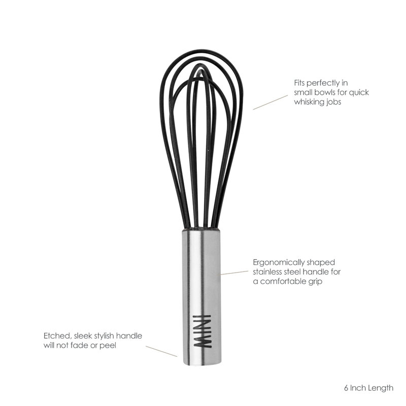 Tovolo 6" Silicone Mini Whisk, Stainless Steel/Black