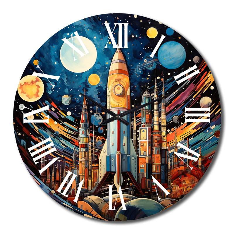 Horloge murale en métal Wrightstown, Très grand