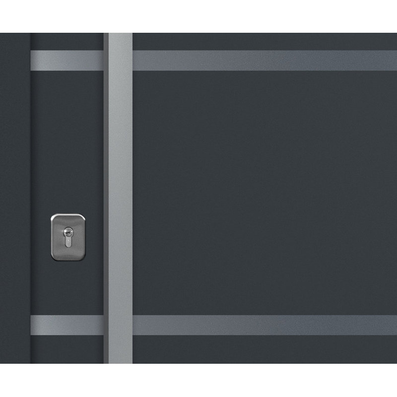 Porte d'entrée extérieure moderne en acier 36 po x 80 po - Inox S3 avec lumières latérales et traverse, Gris