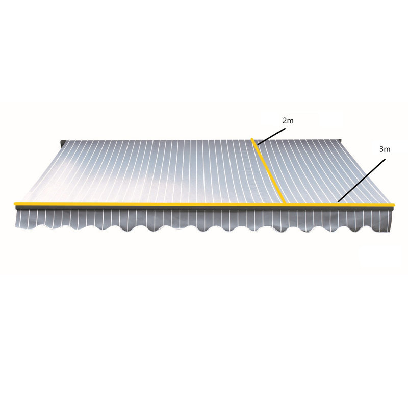 Dakota Fields Grey/White Outdoor Cover Retractable Patio Awning, 300cm W x 200cm D