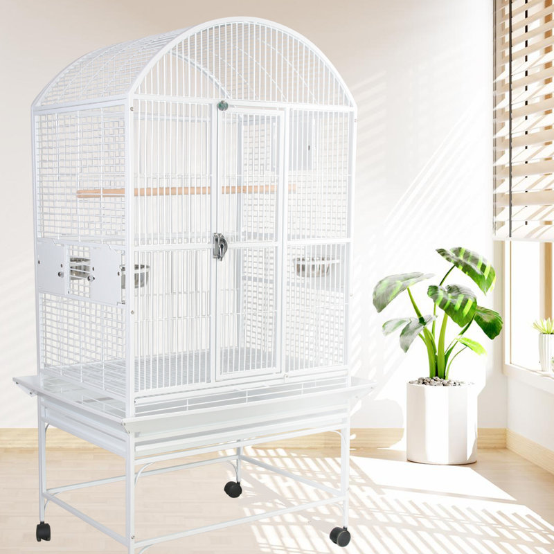 Grande cage dôme supérieure blanche, Blanc pur, 63" H x 32" L x 23" W