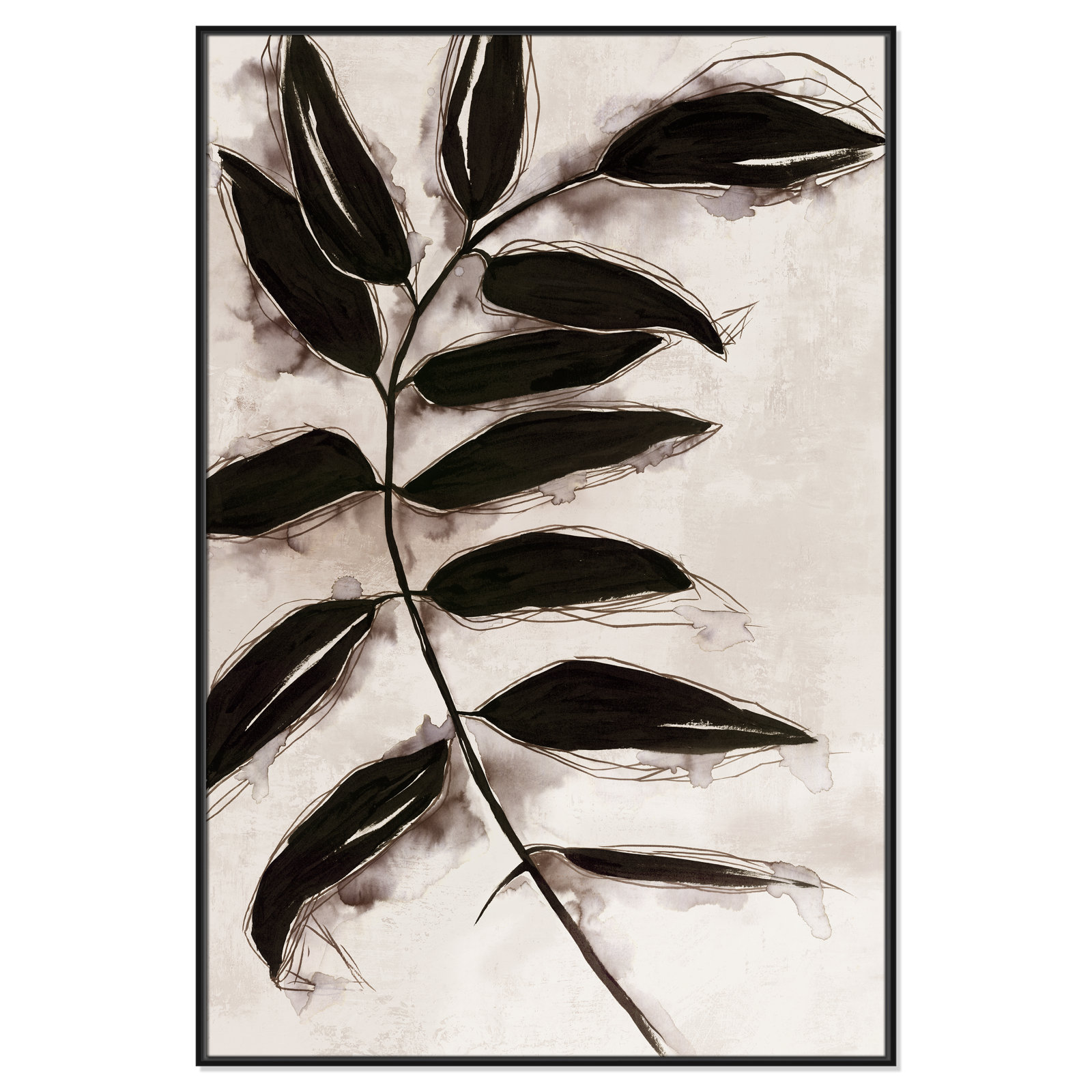 Leaves "Leaves II" Print, Black Framed, 61.5" H x 41.5" W x 2" D
