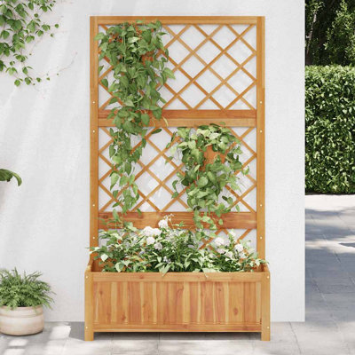 Jardinière en bois d'acacia massif avec finition surélevée