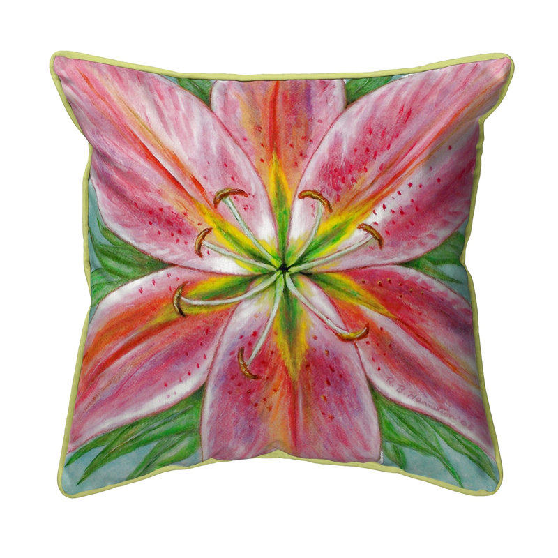 Lily Outdoor Reversible Throw Pillow, Large, Pink