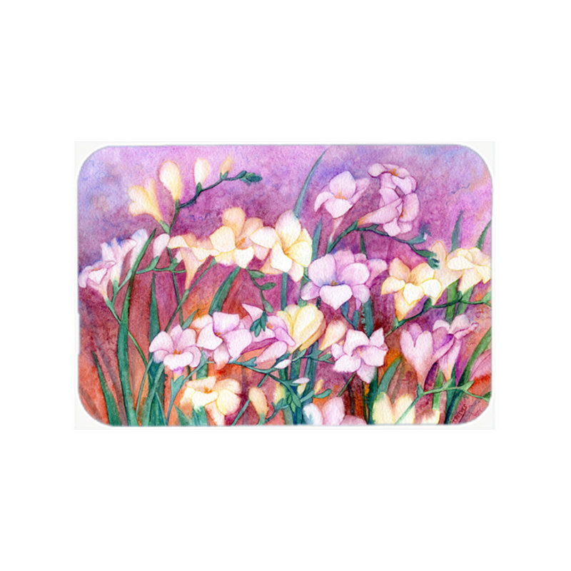 Caroline's Treasures Freesias Glass Cutting Board