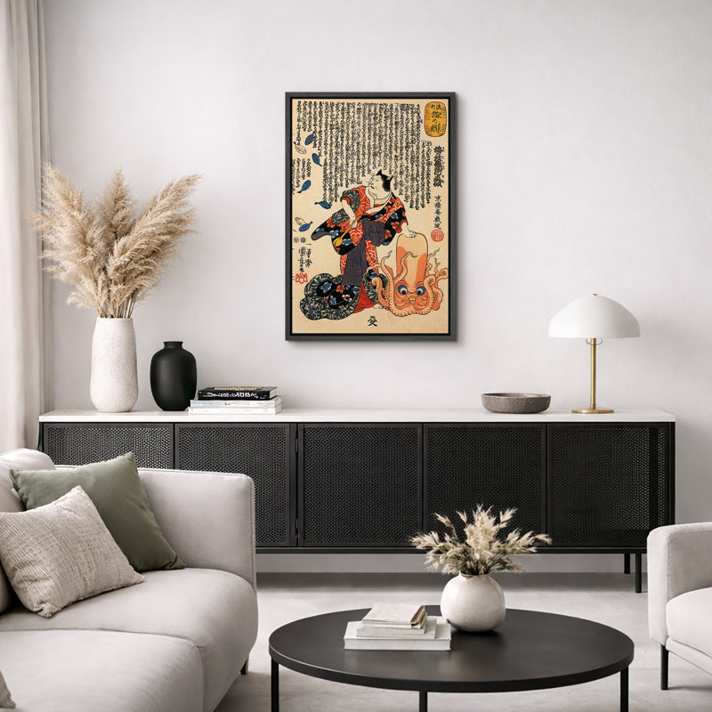 Art japonais de chat et de pieuvre Ukiyo-e japonais, photos de style Edo rétro, impression sur toile encadrée