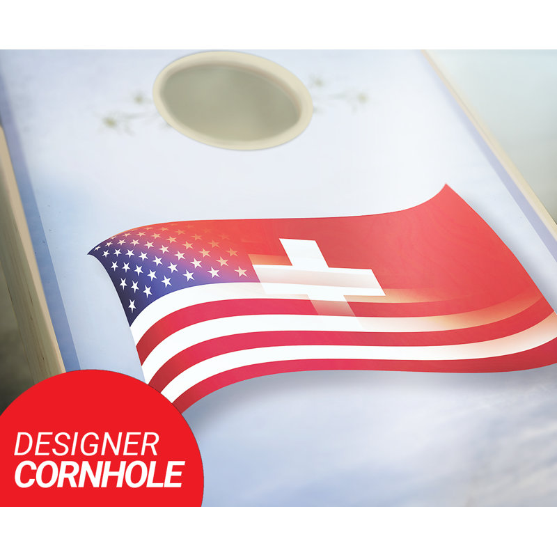 Ensemble de cornhole en bois massif 2 pi x 4 pi Swiss American, Rouge / Noir