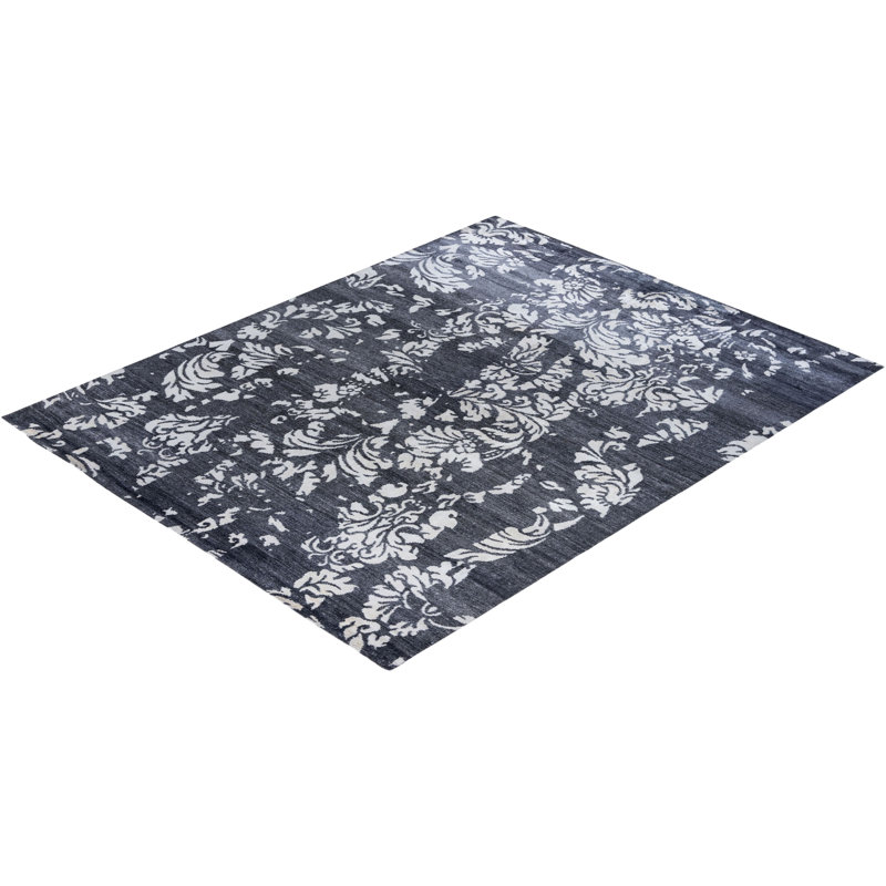 Tapis moderne noué à la main de conception unique - noir 8 pi 2 po x 10 pi 1 po Modern