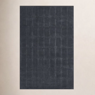 Mazzi Navy Hand-Loomed Geometric Wool Rug