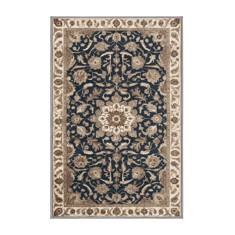 Tapis persan gris lavable à la machine, Rectangle 7 pi x 9 pi